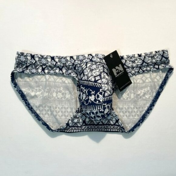 N2N Bodywear Size M Provence Brief - Navy/Blue/White - Roomy Pouch - Navy Batik - Picture 1 of 11
